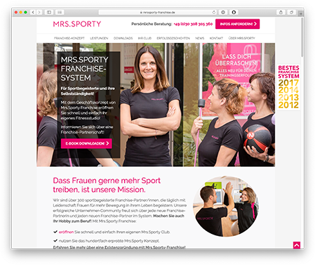 TYPO3 Projekt Mrs.Sporty Franchise